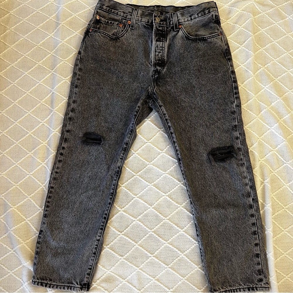 Levi’s 501 Distressed Jeans Acid Wash Black 32x26